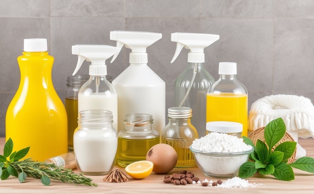 A collection of natural ingredients for eco-friendly home cleaners.