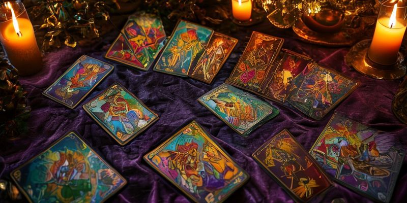 A collection of tarot cards laid out on a table