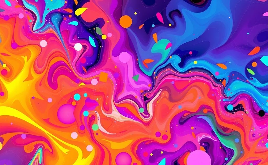 A colorful abstract representation of AI-generated art tools.