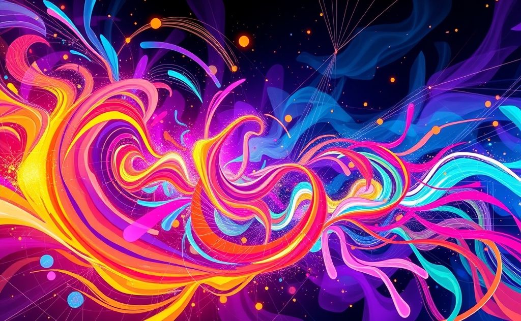 A colorful abstract representation of AI-generated drawings and art.