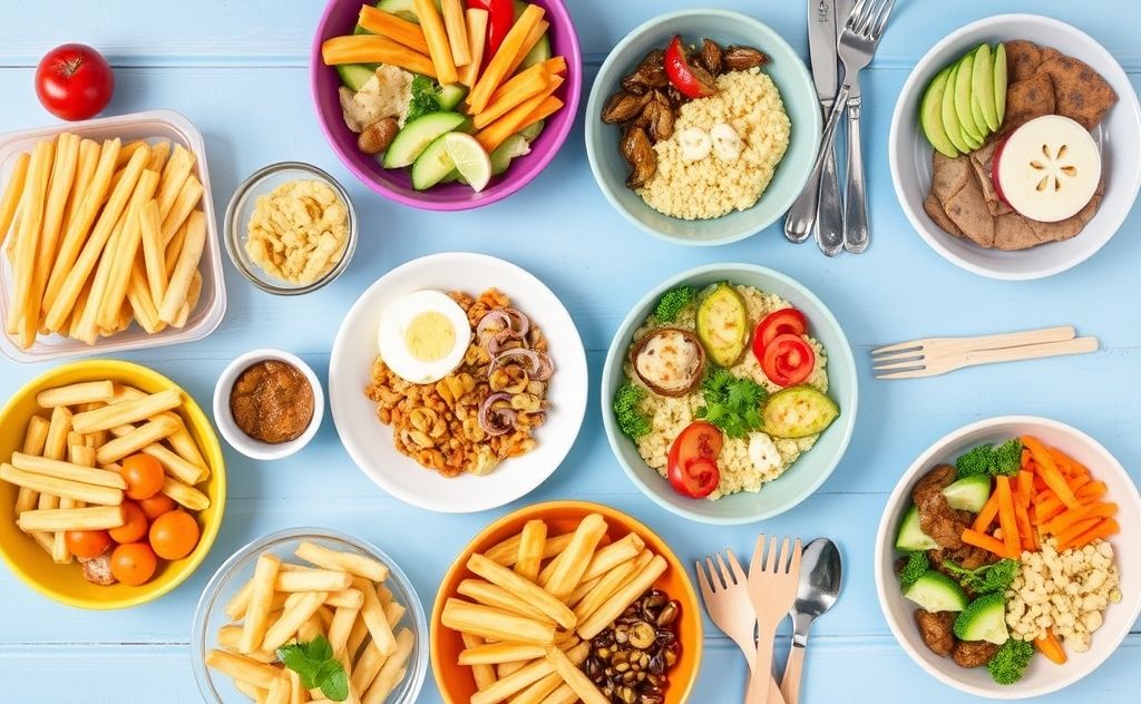 A colorful assortment of interactive meal prep options for kids.