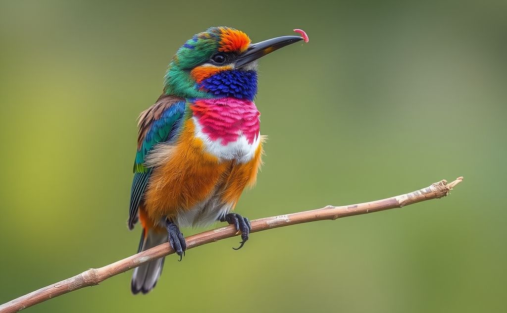 A colorful bird perched on a branch, showing signs of distress.