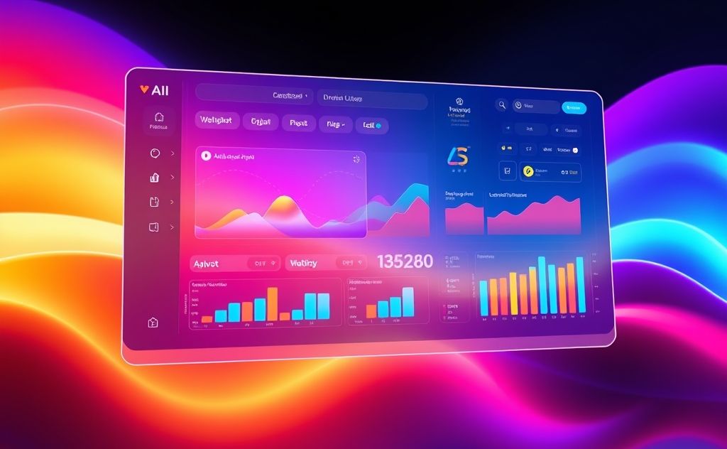 A colorful digital interface showcasing an AI image generator tool.