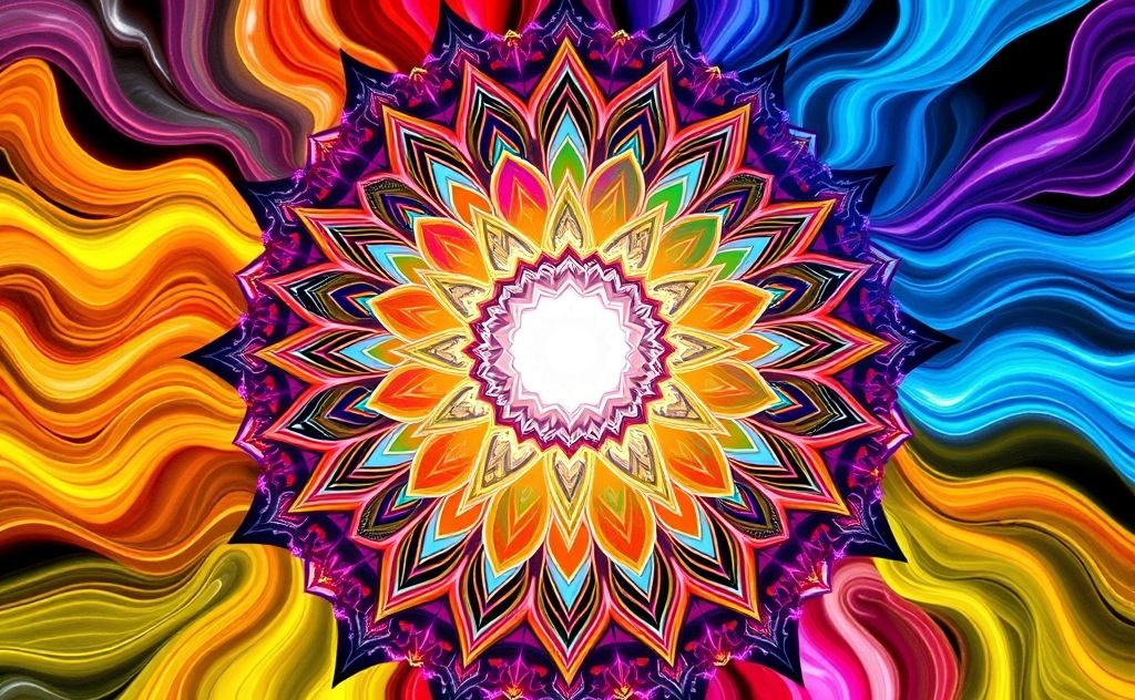 A colorful mandala with flowing energy representing chakra movement.