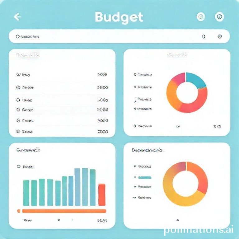 A colorful, clean digital budget spreadsheet or app interface showing different categories like