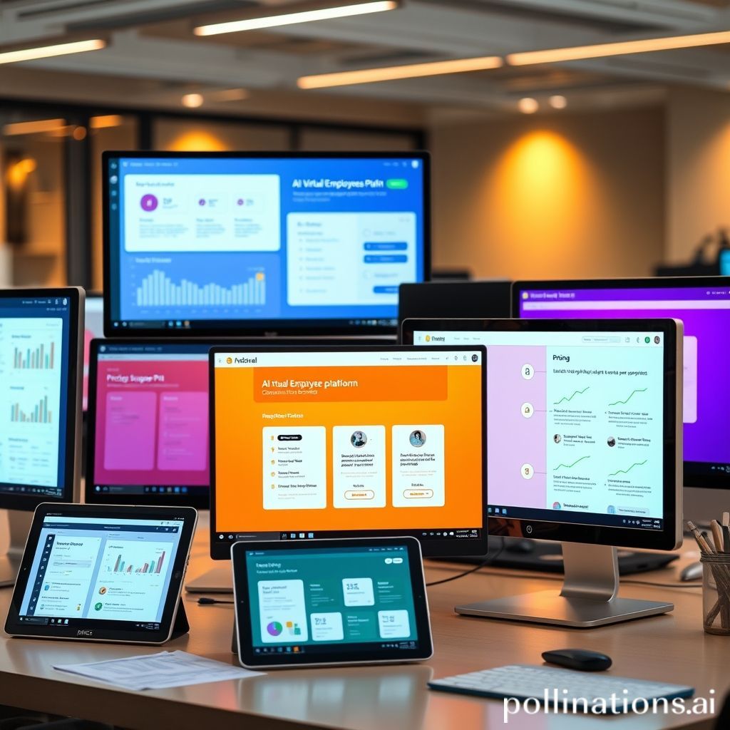 Various digital interfaces representing AI platform features comparison for SMEs in a business context