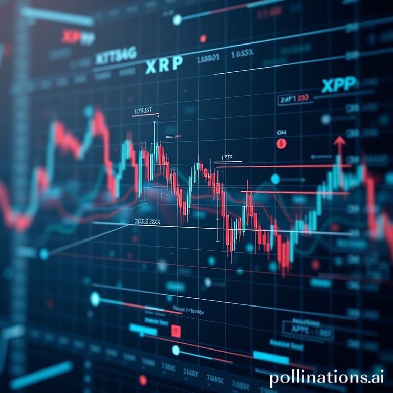 Grafik harga XRP yang kompleks menunjukkan model regresi linier pada skala logaritmik, dengan proyeksi target harga $18, $27, dan $200, beserta analisis tren jangka panjang.