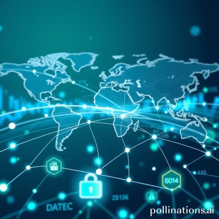 Gambar konseptual jaringan finansial global menunjukkan data mengalir real-time, menyimbolkan pemrosesan transaksi yang cepat dan terpadu.