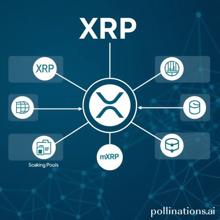 Visualizing mXRP liquid staking: XRP tokens are used to generate yield, enhancing utility and returns on the XRP Ledger.