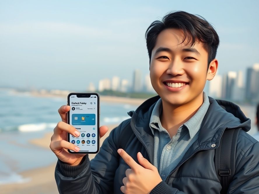 해운대에서 상생페이백으로 스마트하게 여행하는 모습