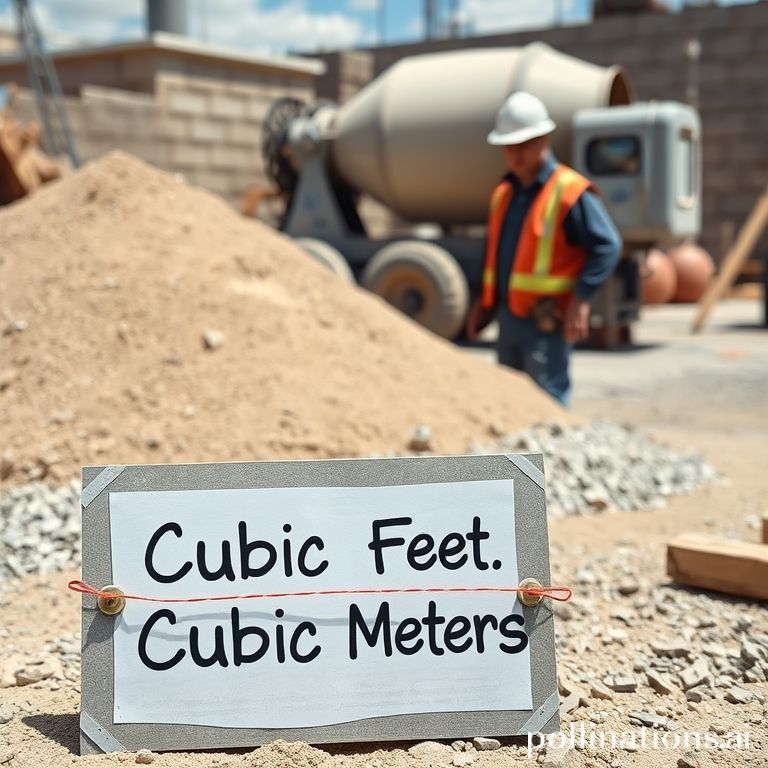 Construction materials measured in cubic feet and cubic meters.