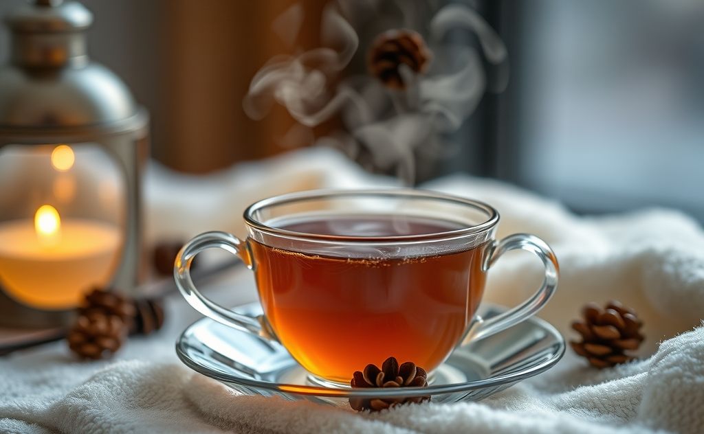 A cozy cup of London Fog tea with steam rising