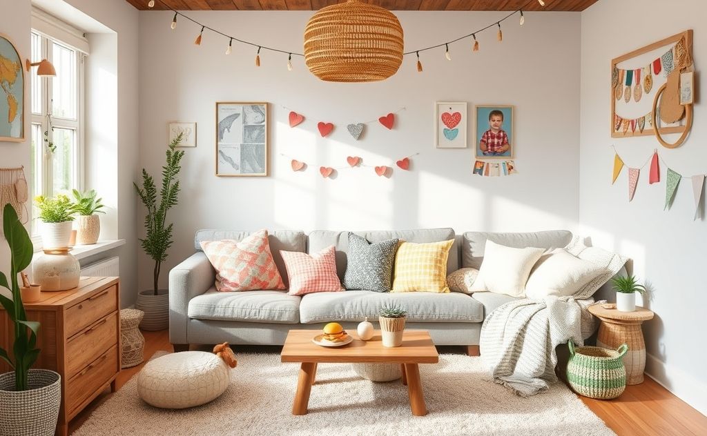 A cozy home setting with playful DIY projects for kids.