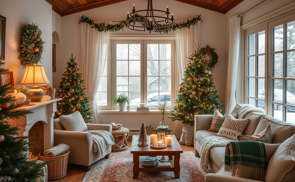A cozy home with a light dusting of seasonal decorations.