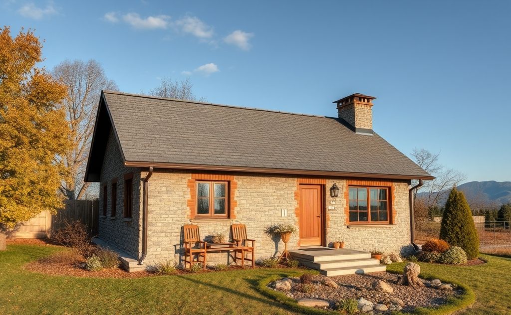 A cozy home with reinforced structures and fire-resistant materials.