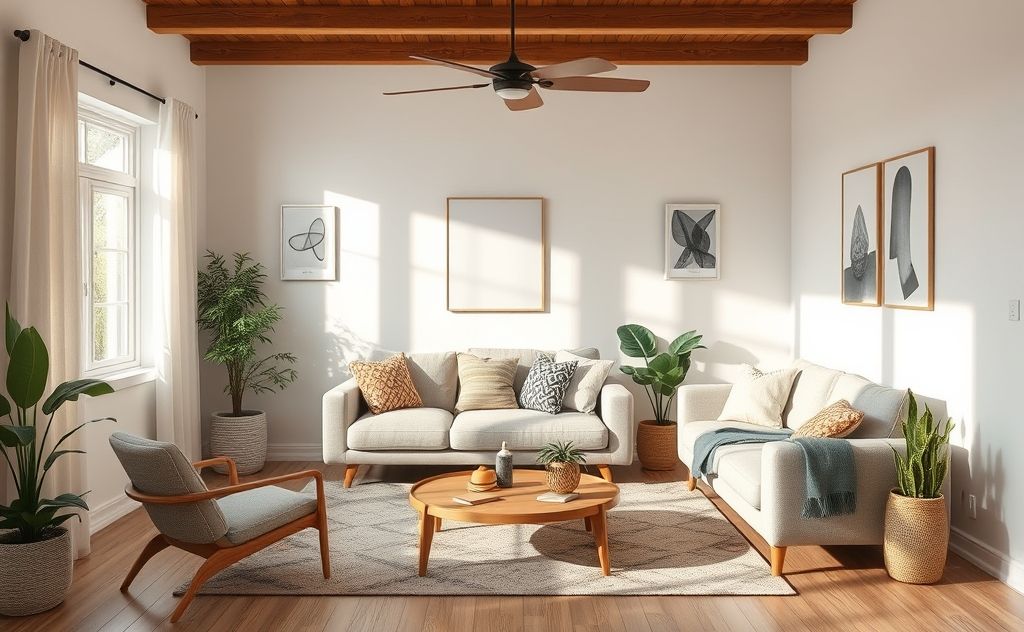 A cozy living room with a pet-free zone and clean air filters.