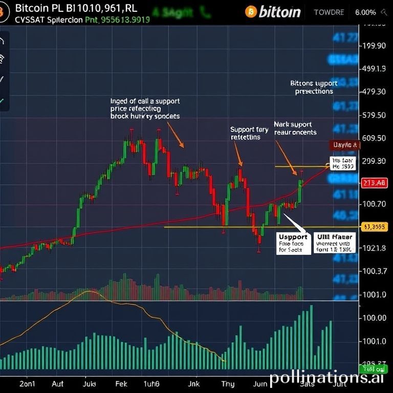 A technical chart illustrating Bitcoin's price trajectory since late 2022, highlighting support levels, recent corrections, and projected bullish targets.
