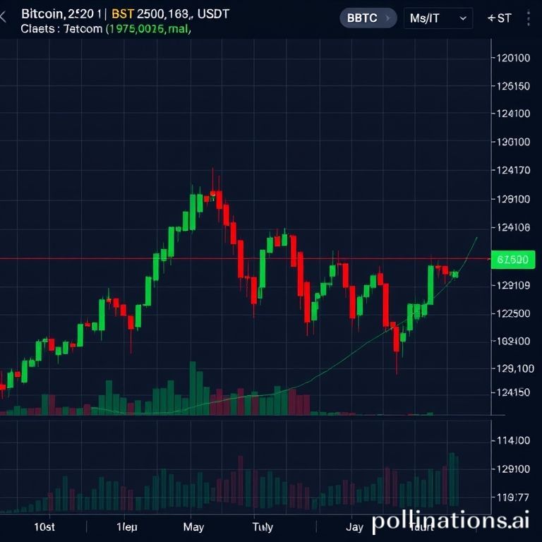 A candlestick chart displaying the Bitcoin (BTC) price against USDT, showing market trends and fluctuations.