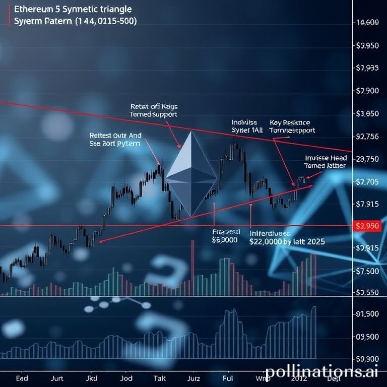Ethereum (ETH) price chart detailing a symmetric triangle breakout and inverse H&S pattern, targeting $21,000 by 2025.