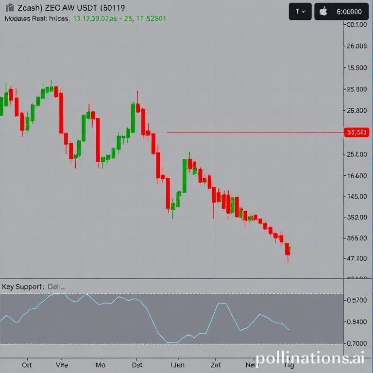 Zcash (ZEC) price chart showing a significant decline in early December, highlighting key support levels and market volatility.