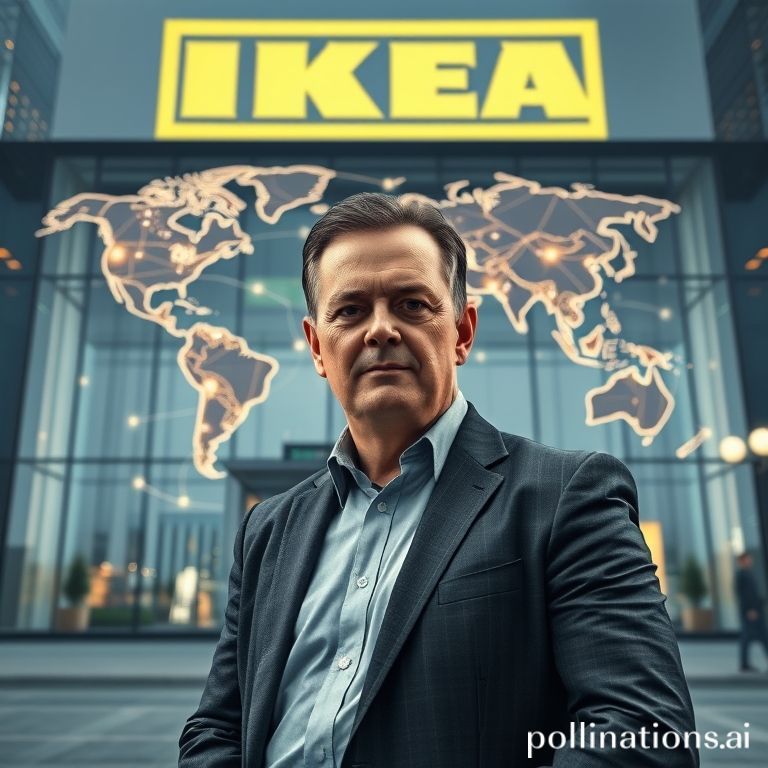 Jon Abrahamsson Ring, IKEA's new CEO, stands confidently before a modern IKEA store, ready to lead global strategy.