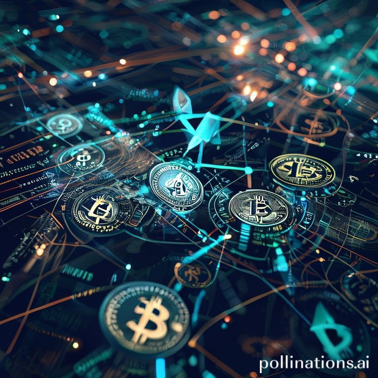 Digital currencies and cybercrime network visuals symbolizing US sanctions against North Korea's illicit crypto funding for nuclear programs.