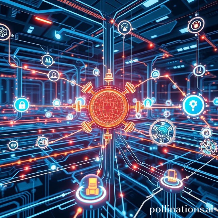 Conceptual image showing a network of autonomous AI agents streamlining business operations and facilitating secure digital workflows across various industries.