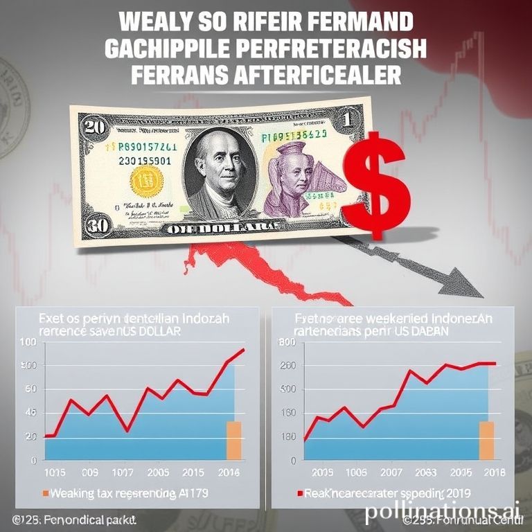 Grafik yang menunjukkan pergerakan nilai tukar Rupiah terhadap Dolar AS yang terdepresiasi, mencerminkan volatilitas pasar mata uang.