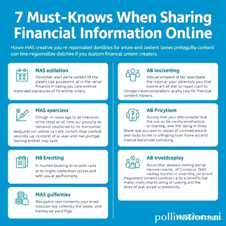 Infographic titled '7 Must-Knows When Sharing Financial Information Online' detailing MAS guidelines for creators.