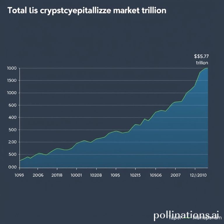 An upward-trending line graph depicting the total cryptocurrency market capitalization reaching $3.77 trillion.