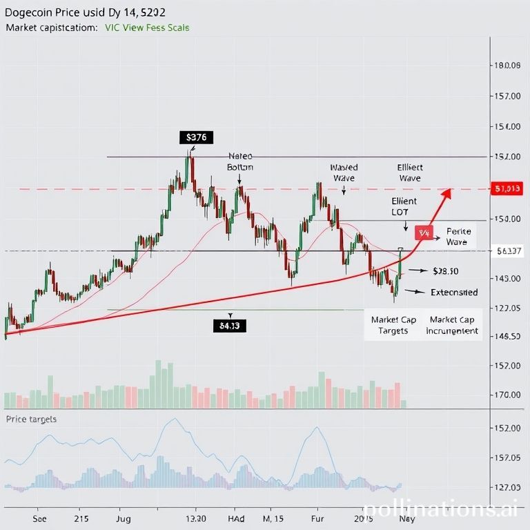 Dogecoin technical analysis chart showing Fibonacci levels and Elliott Wave patterns predicting a $4 price target.