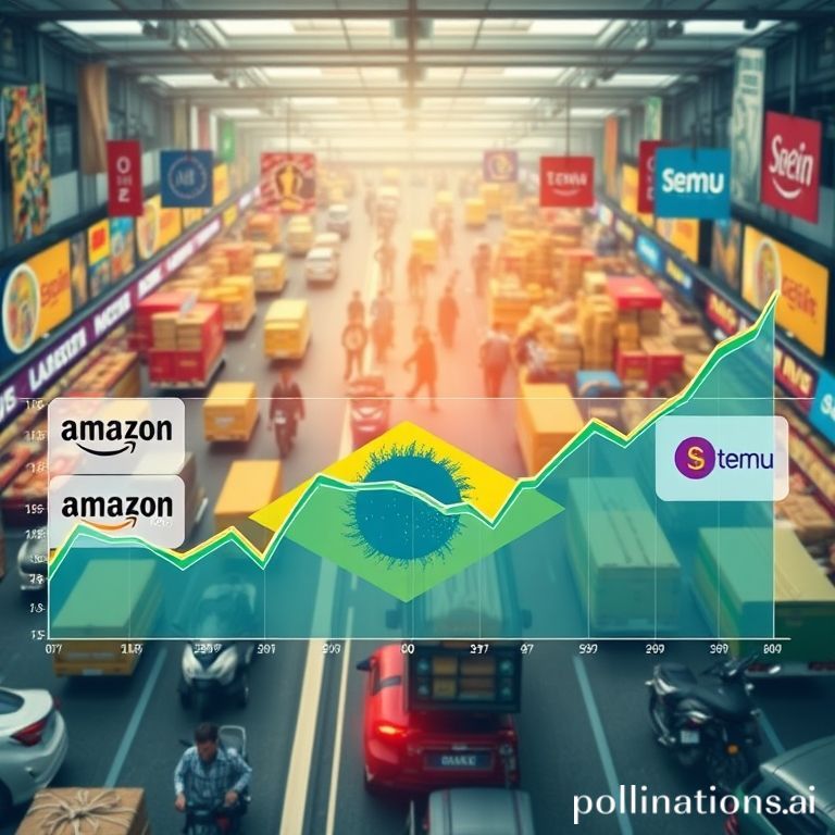 Mercado Libre's stock performance chart showing a dip amidst increased e-commerce competition from Amazon, Temu, and Shein in Brazil.