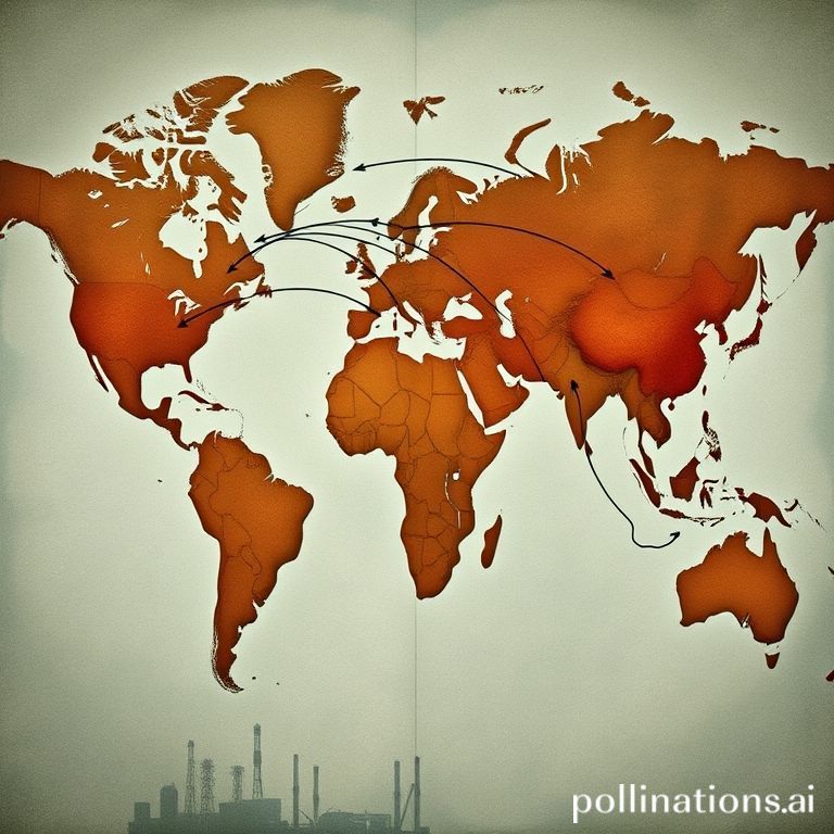 Visual representation of global iron ore trade, showing China as a key buyer, with disrupted routes from Australia and emerging African supply.