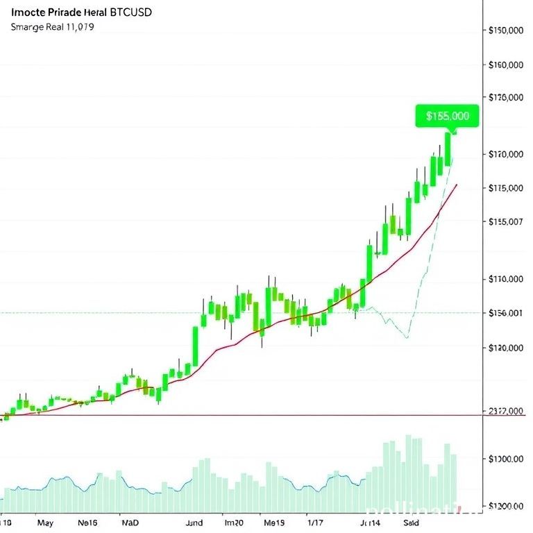 BTCUSD price chart illustrating Bitcoin's strong surge past $116,000 with bullish candlesticks and an upward trend, indicating market optimism.
