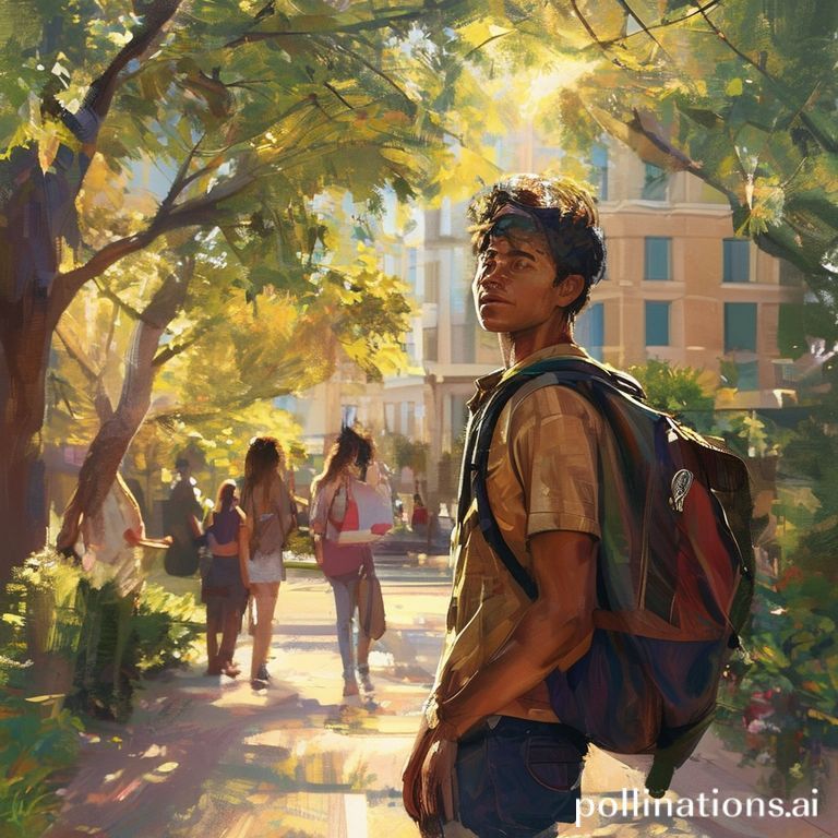 Seorang mahasiswa bernama Fausto Lopez berjalan di kampus, simbol perjalanan inspiratif dari fasilitas remaja menuju pendidikan tinggi.