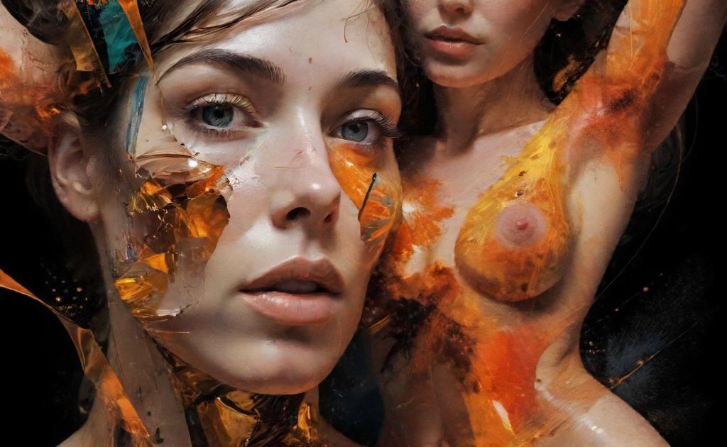A digital art representation of abstract adult-themed imagery.