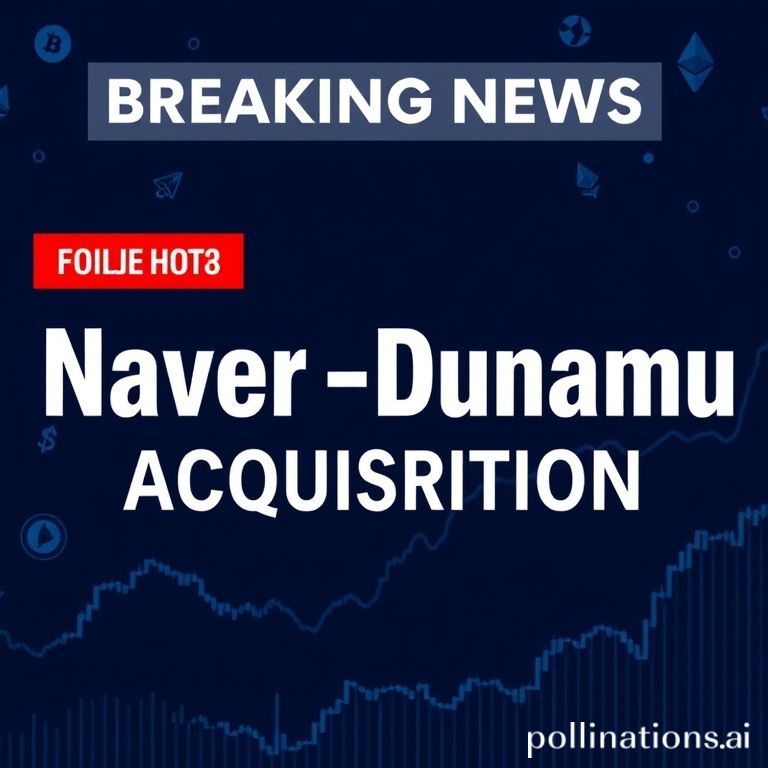 Breaking news graphic with bold text on a dark blue crypto background, digital currency icons, and market chart lines.