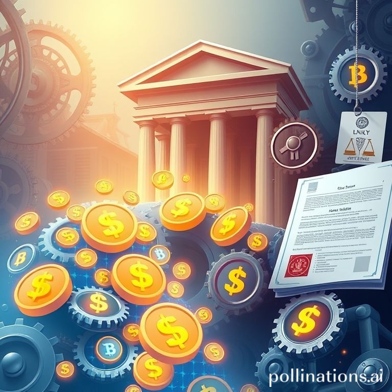 Digital stablecoins, like USD tokens, being integrated into a financial derivatives market, symbolizing secure transactions and regulatory evolution.