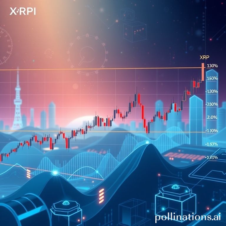 An intricate line chart illustrating the historical price performance of XRP, reflecting market trends and trading volume against a minimalist digital backdrop.