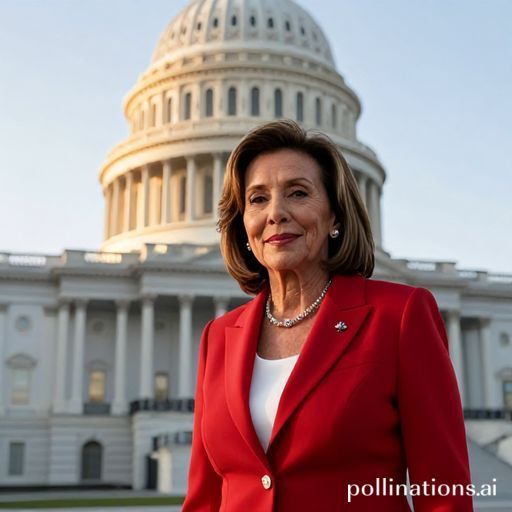 Former Speaker Nancy Pelosi, in a red blazer, smiles confidently outside the U.S. Capitol, reflecting on her influential career and remarkable wealth growth.