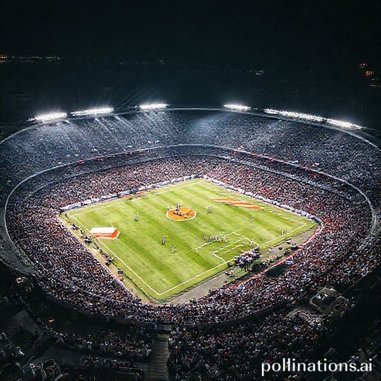 A dramatic aerial shot of Estadio de Vallecas at night during a La Liga match between Rayo Vallecano (wearing their iconic white kits with a red diagonal stripe) and Real Madrid (wearing white kits). The stadium is packed, with bright floodlights illuminating the field and the vibrant crowd. The image captures the intense atmosphere of a local derby.