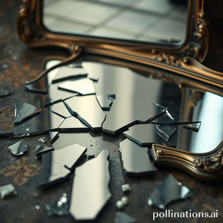 Un espejo roto en el suelo