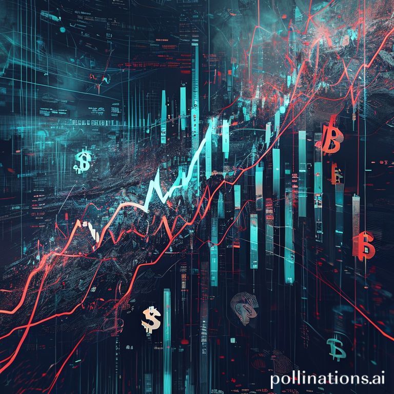 A technical chart showing Bitcoin (BTC) price dramatically falling, indicating significant market liquidation and volatility.