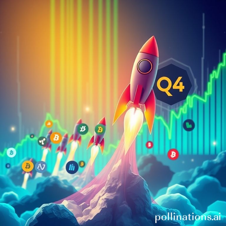 Digital visualization of altcoins surging in value during a Q4 crypto market boom, illustrating potential investment opportunities.