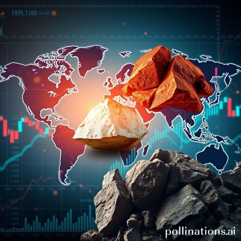 Abstract visualization of market trends with mineral elements, symbolizing critical commodity influence on global finance.