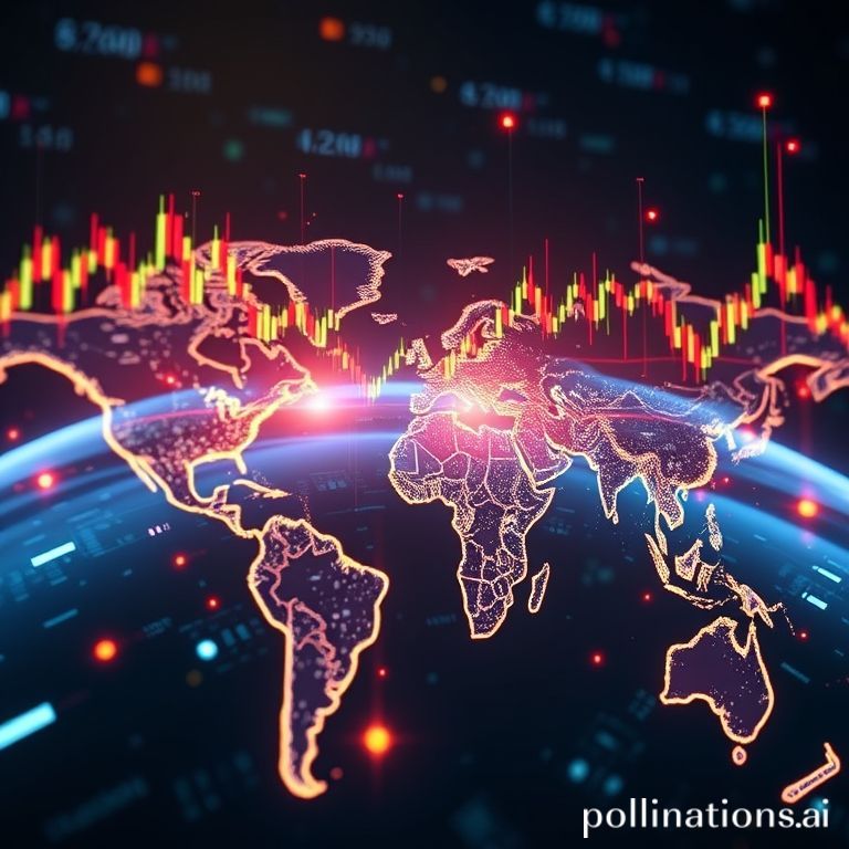 Dynamic illustration of global forex markets with digital charts and an illuminated world map, ideal for prop trading insights.