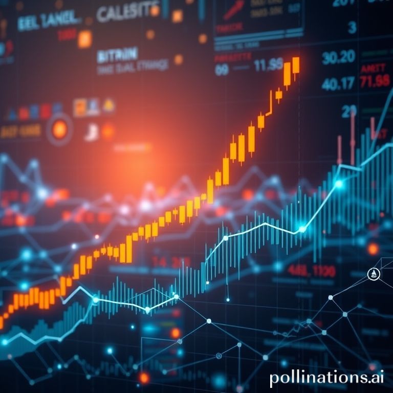 A sophisticated digital chart displaying the bullish price trajectory of Bitcoin and Ethereum, indicative of ambitious market predictions and strong investor confidence.