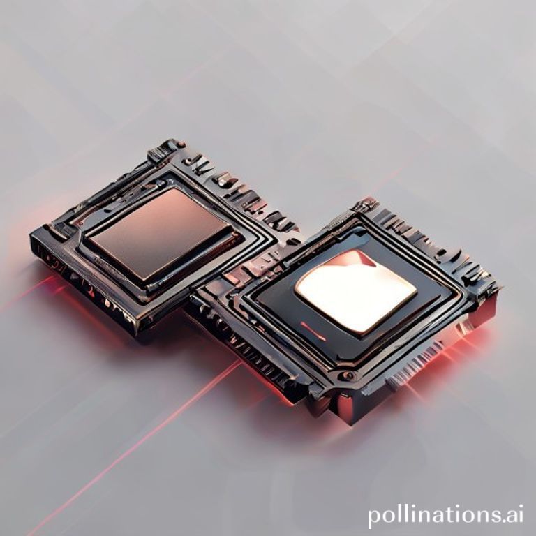 A dynamic graphic depicting three stylized CPU chips (Intel, AMD, Apple) engaged in a futuristic battle, with energy lines connecting them and representing data flow. The background is a digital circuit board.