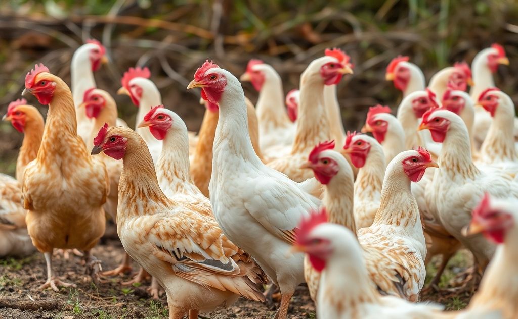 A flock of birds in a natural setting highlighting avian health risks.
