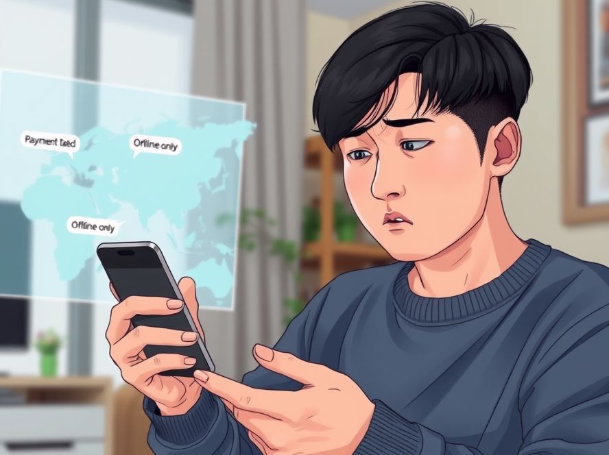 지역화폐 온라인 결제가 막힌 이유를 보여주는 이미지.
